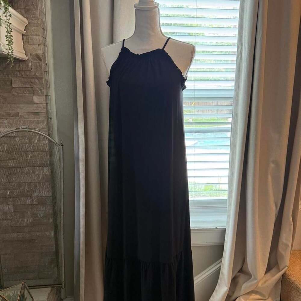 Tash + Sophie Black Ruffle Maxi Dress Size S NWT